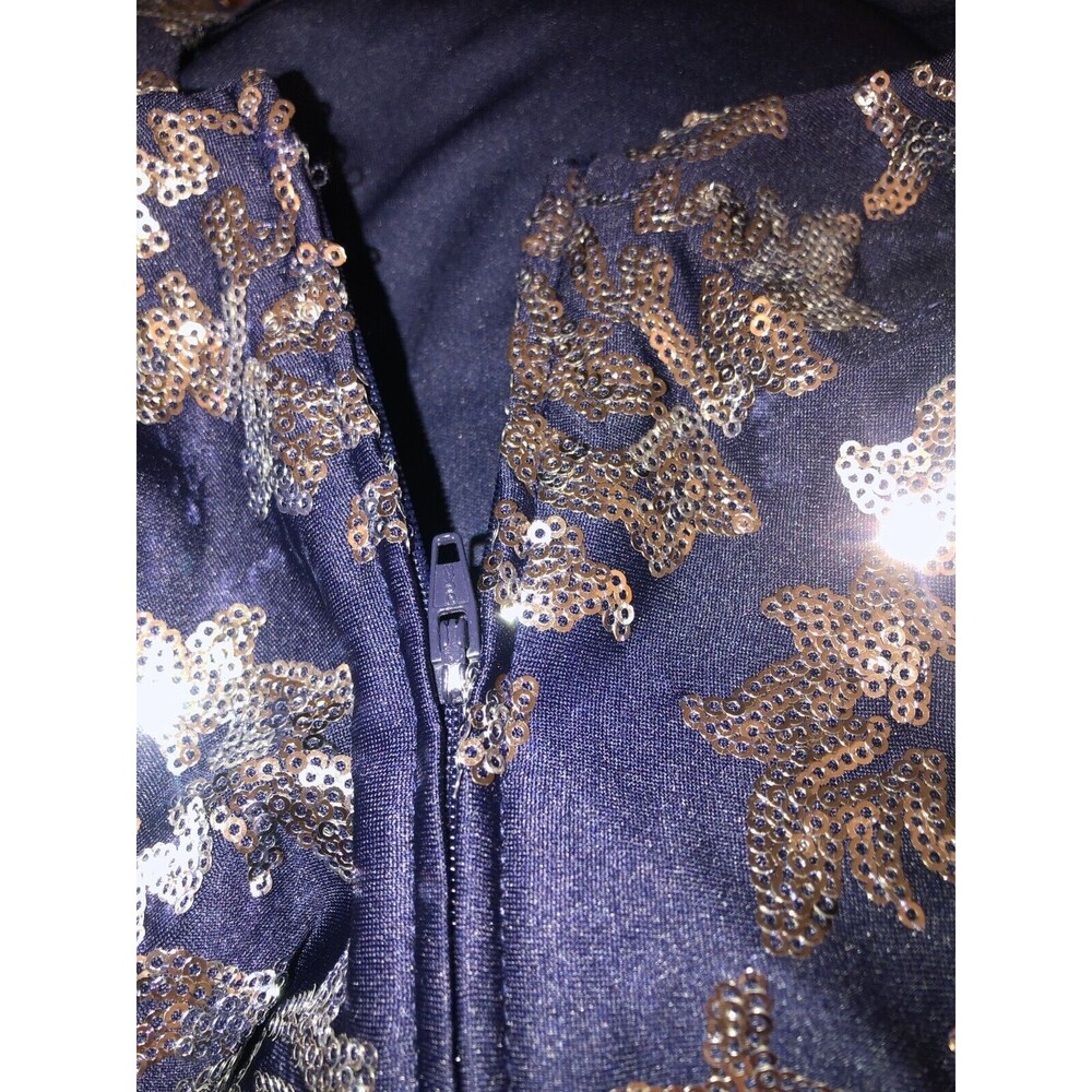NWT B. Darlin Dress 3/4 Sleeve Bodycon Navy Silver Sequins Size XS Prom Dance - Picture 5 of 7